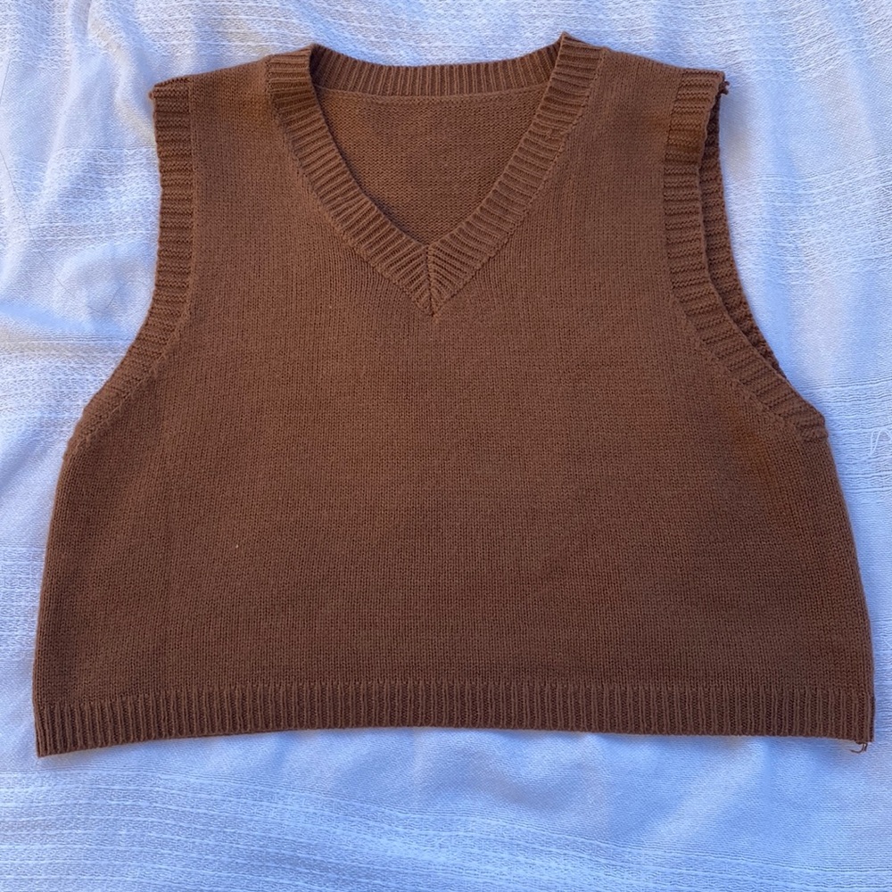 Brown Knitted Sweater Vest